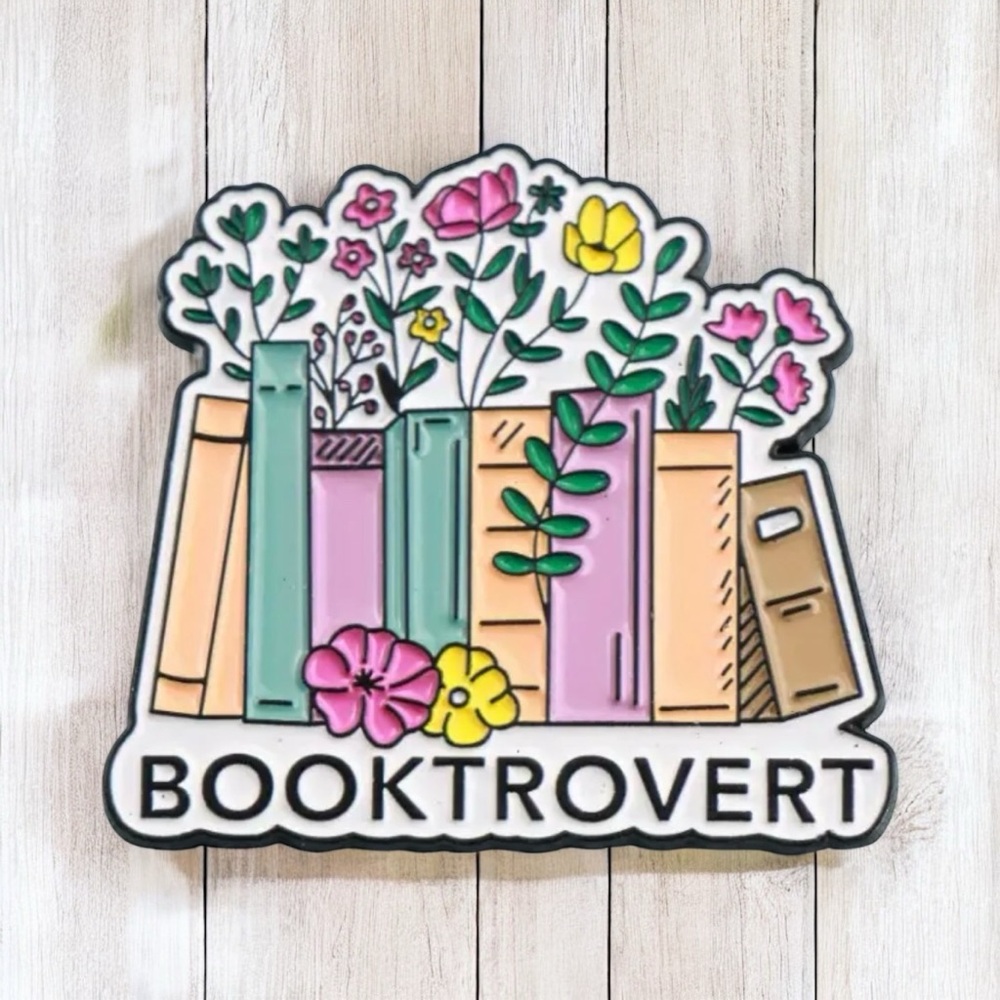 New! Booktrovert Enamel Pin 1.69" x 1.77"